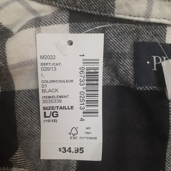 NWT Children's Place Black and White Plaid Long Sleeve Button Down Shirt - Picture 4 of 13